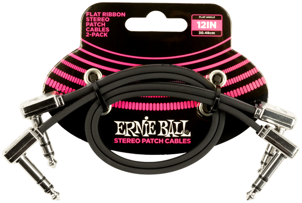 Ernie Ball Patchkabel/flach 2er Set, 30cm, Stereo, schwarz