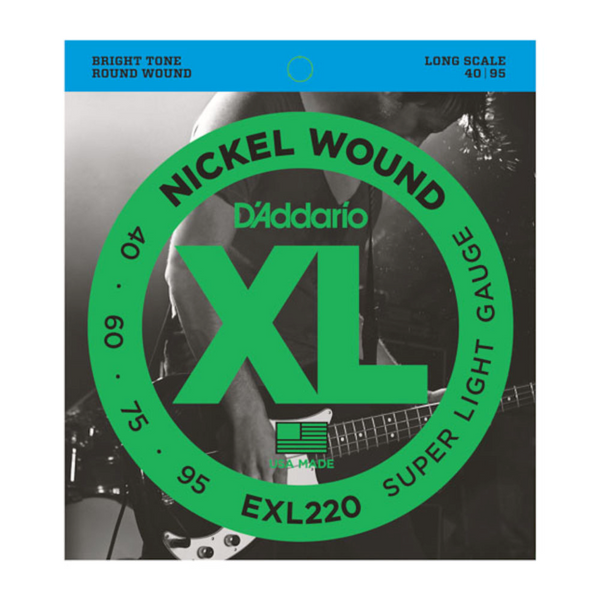 D'Addario E-Bass Saiten EXL220 Nickel Wound 40-95 Super Light, Long Scale